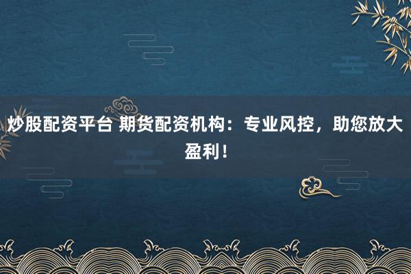 炒股配资平台 期货配资机构：专业风控，助您放大盈利！