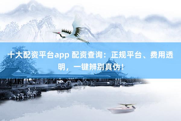 十大配资平台app 配资查询:正规平台、费用透明,一键辨别真伪!