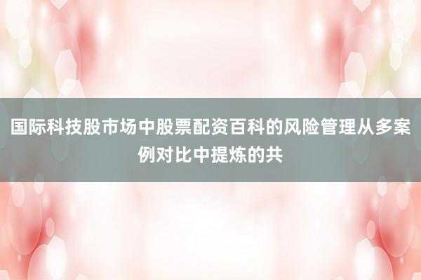 国际科技股市场中股票配资百科的风险管理从多案例对比中提炼的共