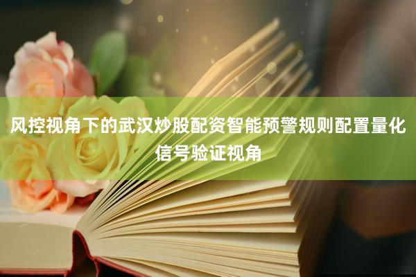 风控视角下的武汉炒股配资智能预警规则配置量化信号验证视角
