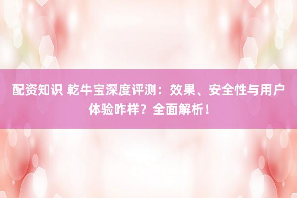 配资知识 乾牛宝深度评测：效果、安全性与用户体验咋样？全面解析！