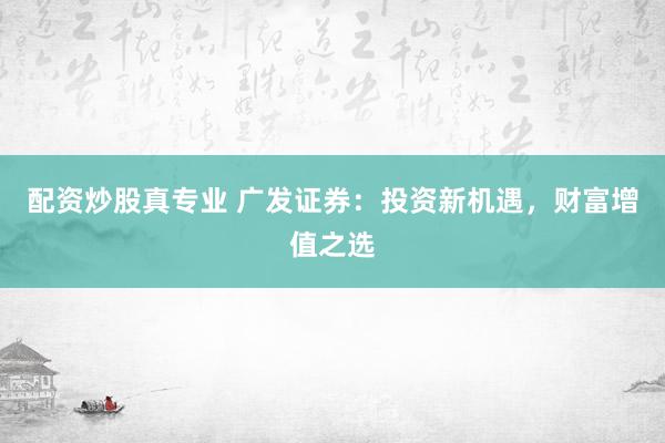 配资炒股真专业 广发证券：投资新机遇，财富增值之选